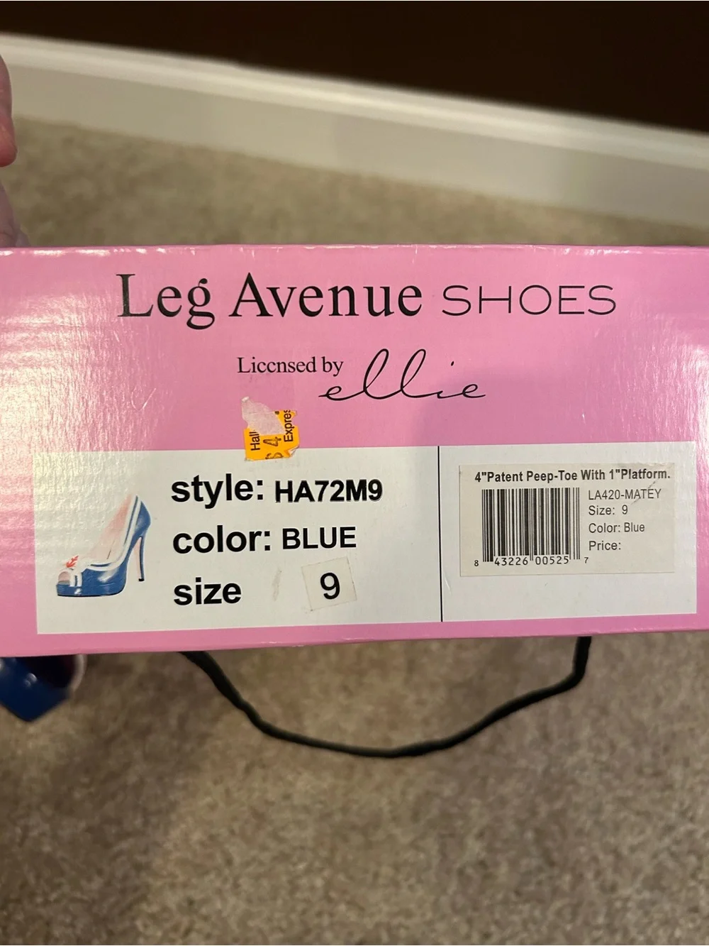 NIB Leg Avenue Nautical Platform Peep Toe Pumps Blue Patent Size 9